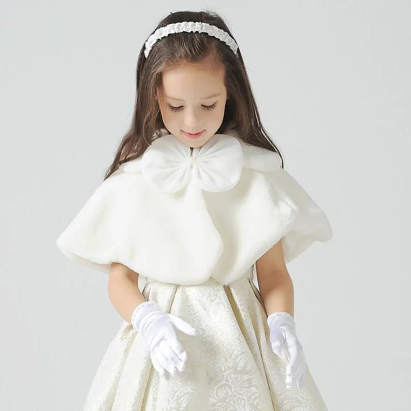 Kids Gift White Elastic Girls formal Etiquette Gloves Pearl Short Lace Bow Halloween Christmas Children Princess Dance Glove G64