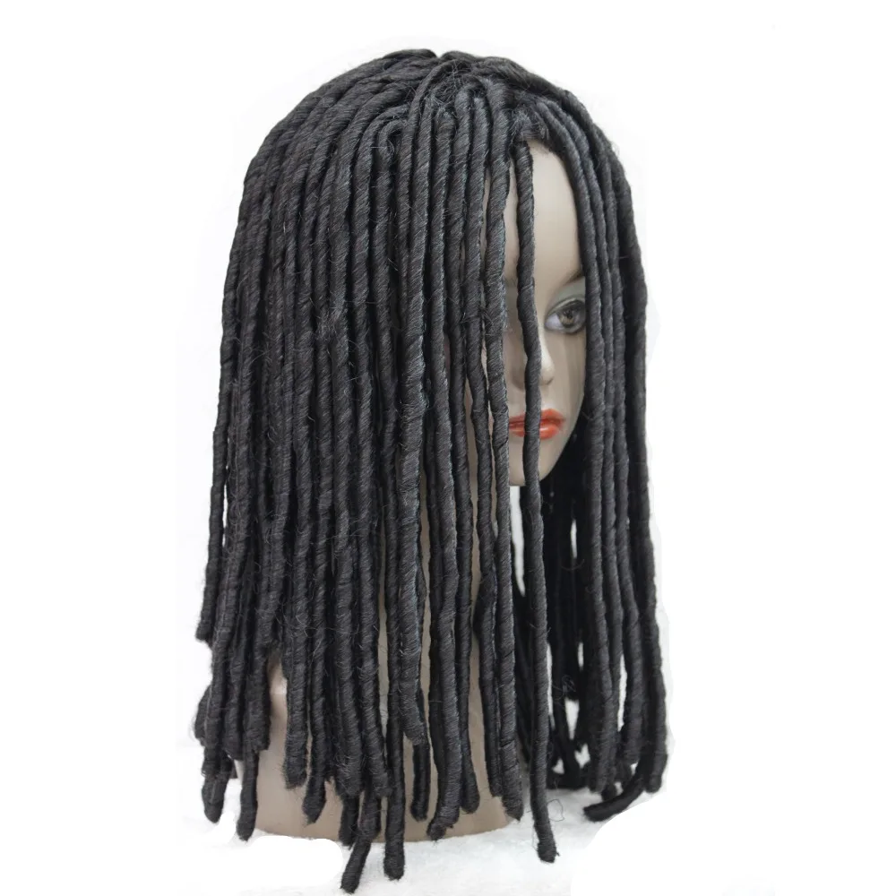 StrongBeauty African braids Wig dreadlocks Hair Spiral Curls Hairstyle Black /Brown Synthetic Wigs - Image 6