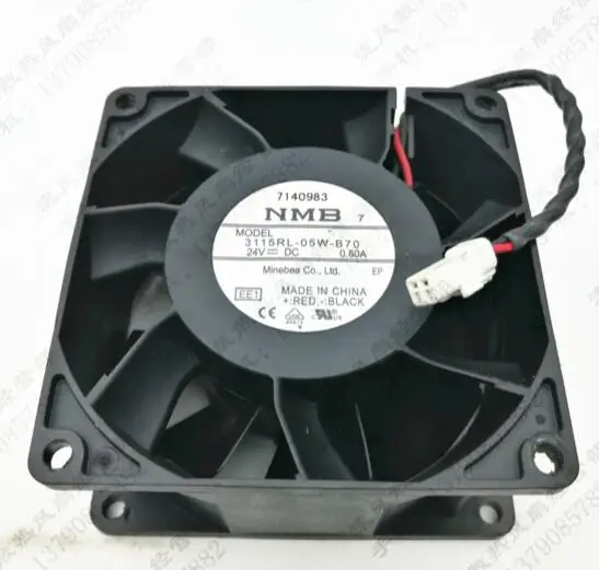 Ventilador de refrigeración de aire Original NMB 3115RL-05W-B70, 8038, 24V, 0.80A, 2 cables, inversor, grande