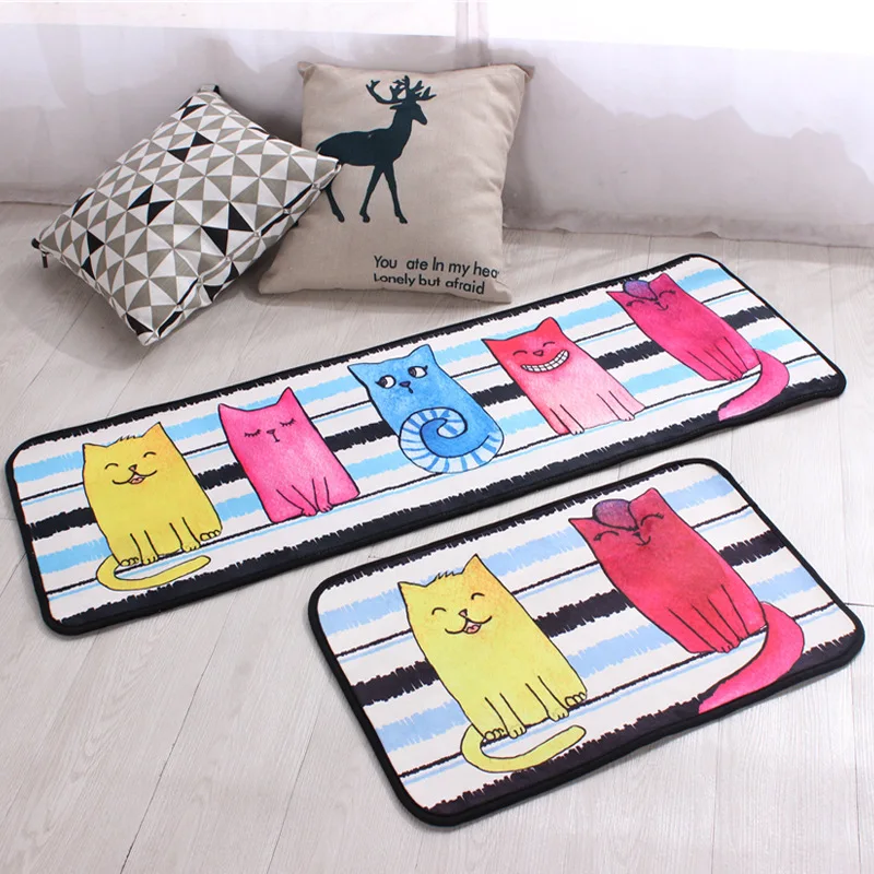 Cute Cartoon Long Strip Carpet Creative Living Room Bedroom Study Room Bedside Floor Mat Carpets kitchen entry anti-slip Footpad