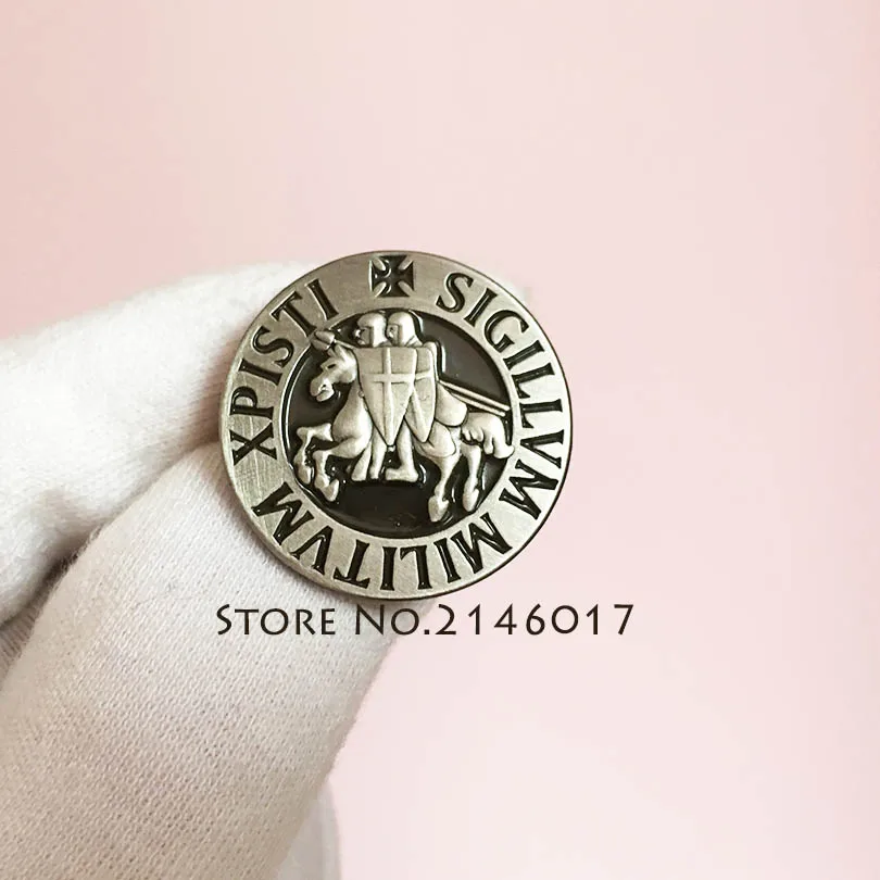 Masonic Metal Badge Knights Templar Seal Crusaders Solomon Temple Shield Lapel Pins Brooch Maltese Cross Warrior Scottish Rite