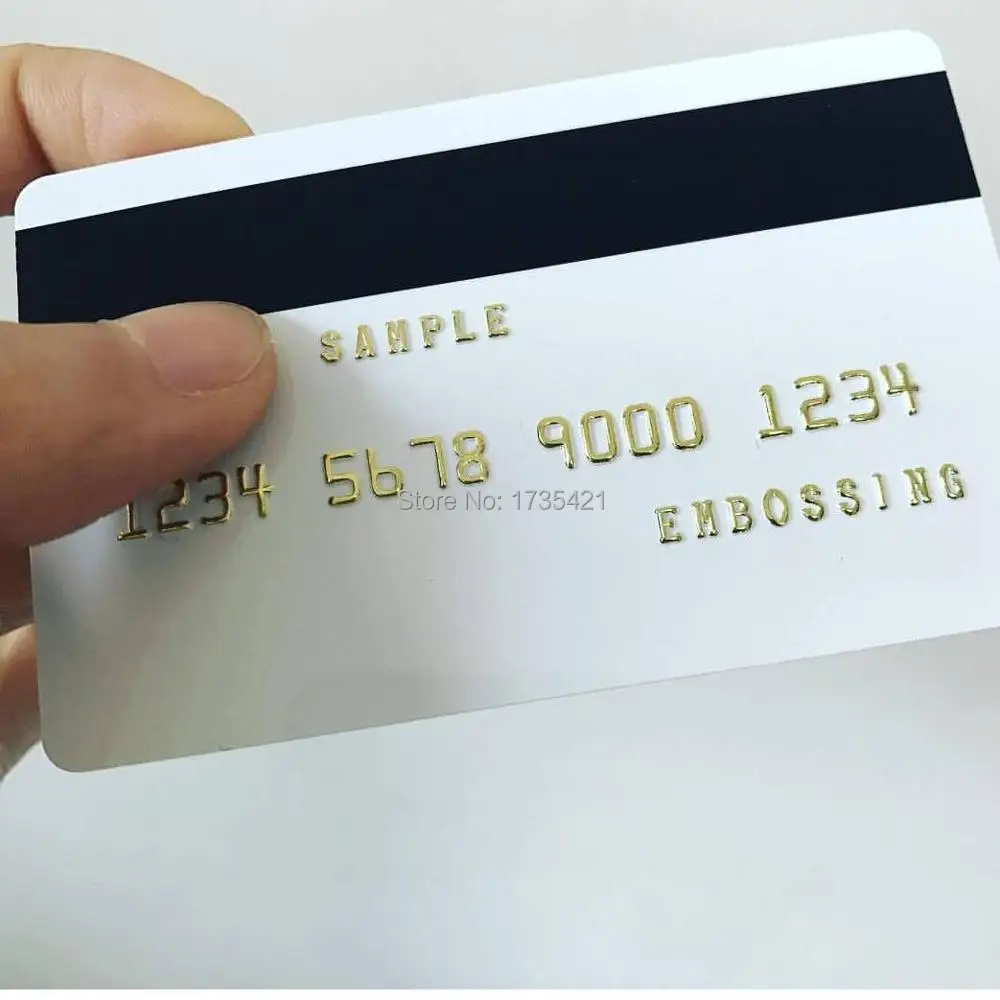 (200 Stks/partij) reliëf Goud/Zilver Blank Credit Card Size Plastic Kaarten Printen Met Hoge-Co Magnetische Panel