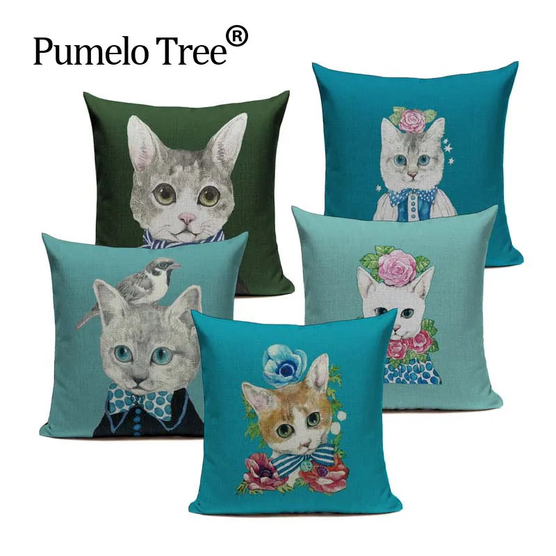 Cushion Cover Cat Fashion Show Cushion Animal Bird Flower Mouse Colorful Moden Sofa Bedroom Home Decorative Throw Pillow Cover