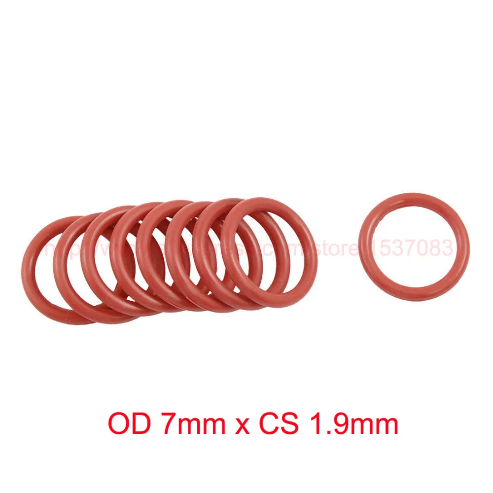 OD 7mm x CS 1.9mm red silicone rubber o-ring orings o ring seals