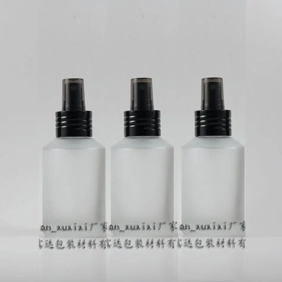 

125ml clear/transparent frosted Glass travel refillable perfume bottle with black aluminum atomizer/sprayer,perfume container