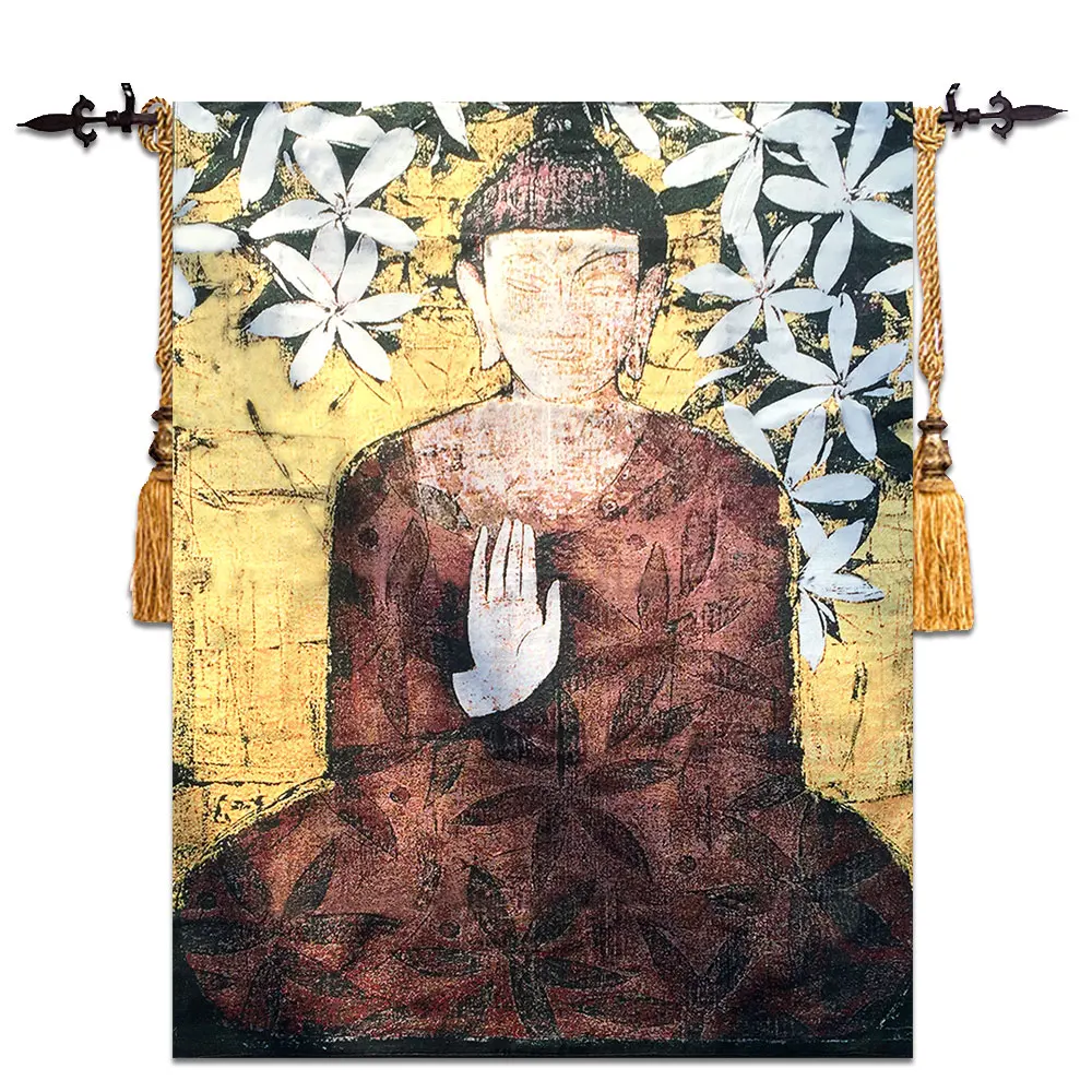 

118158cm new painting highly quality jacquard fabric classical buddhist culture tapestry buddha decor wall hangings ST-32