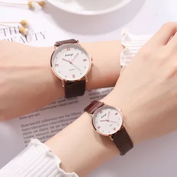 Fashion high quality couple watches quartz casual brief minimalism luxury brand lover's watch leather strap women watches