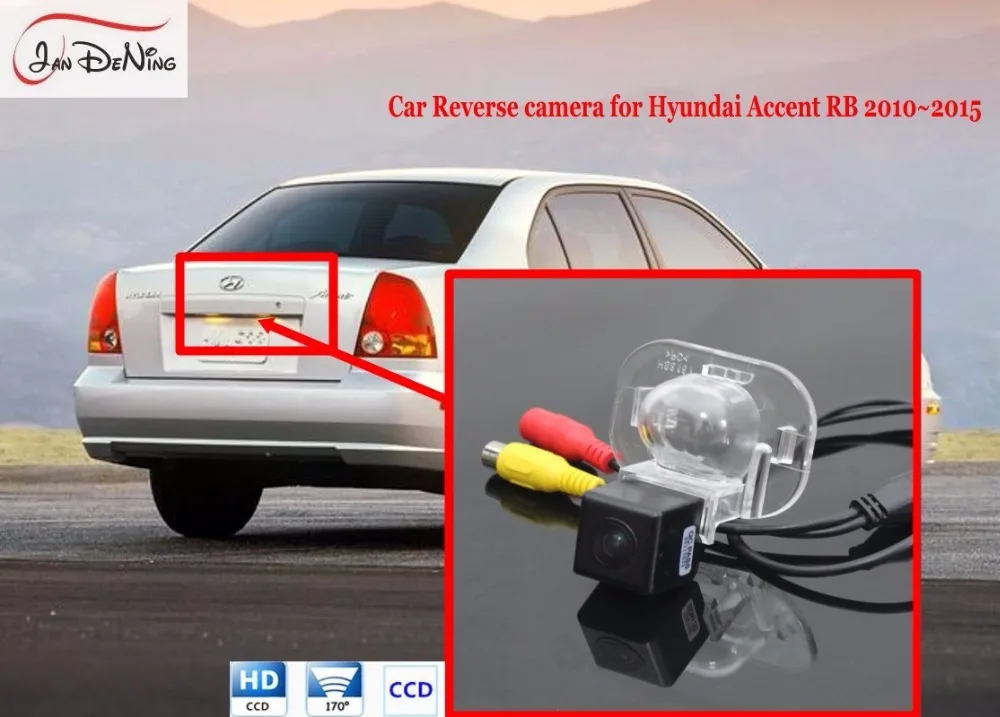 JanDeNing For Hyundai Accent RB 2010-2015 HD CCD Car Rear View Parking/ Backup Reverse Camera/ Replace License Plate Light Cover