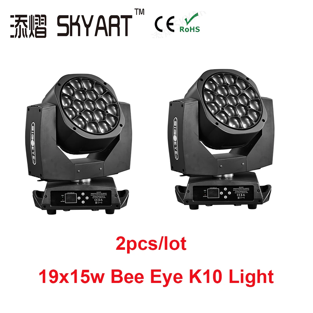 SKYART 2xLOT 19x15w RGBW 4IN1 Bee Eye K10 Moving Head Beam wash stage