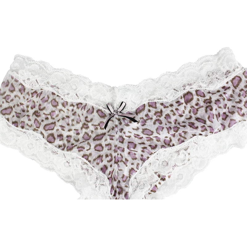 Mierside 2Pcs/Lot Sexy Panty Briefs Lace Leopard Panties Women Underwear Lingerie Small Size Panties Bow S/M/L/XL