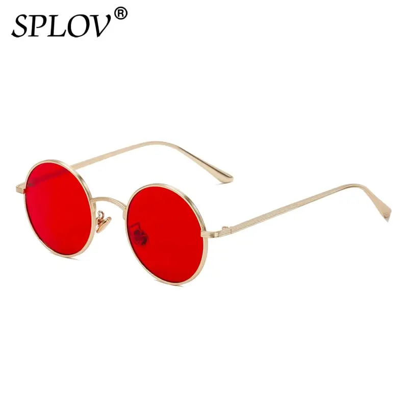 Splov homens do vintage óculos de sol das mulheres retro estilo punk rodada lente óculos de sol óculos de sol lente colorida gafas sol mujer