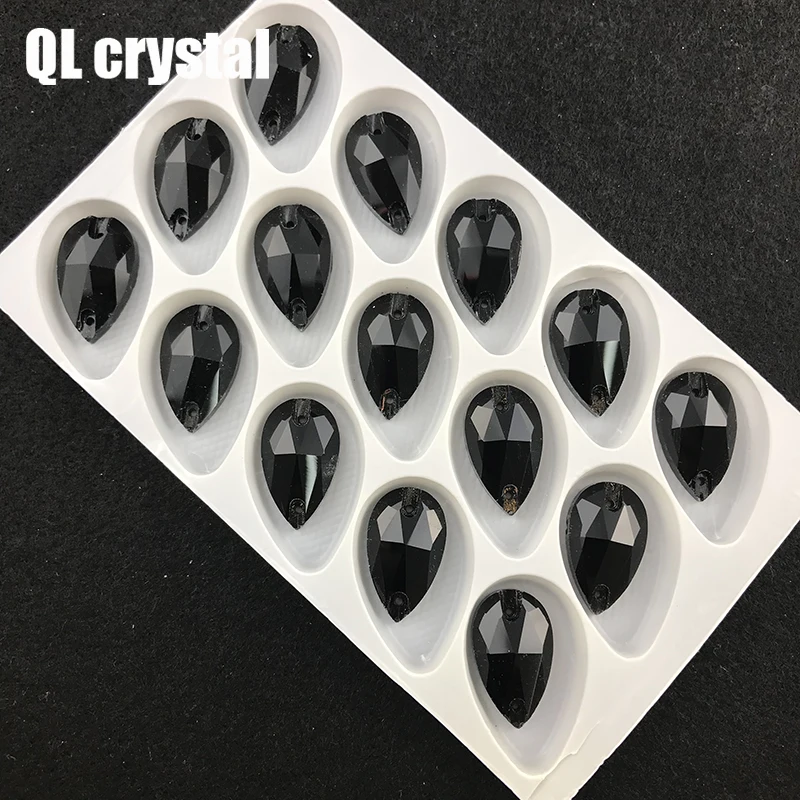 QL Glass Crystal Sew on Rhinestones Colors Flatback Tear Drop Sew on stone for DIY clothing bags shose material