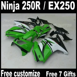 Fairings set for Kawasaki Ninja 250R 2008 - 2013 2014 EX250 08 09 10 11 12 13 14 ZX250R black green white fairing kit FT20