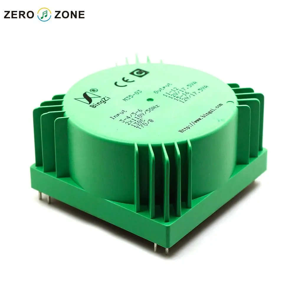 GZLOZONE 35W Green Cube Sealed Transformer Double 12V Double 110V Transformer For Amp