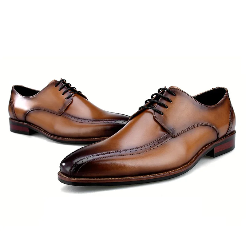 

New Breathable Black / Brown Oxfords Office Shoes Mens Business Shoes Genuine Leather Wedding Groom Shoes Male Dress Shoes