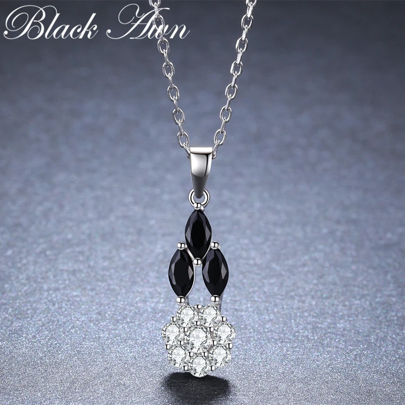 Black Awn 2025 New Casual Arrive Silver Color Fashion Jewelry Trendy Flower Engagement Necklaces & Pendants for Women K011
