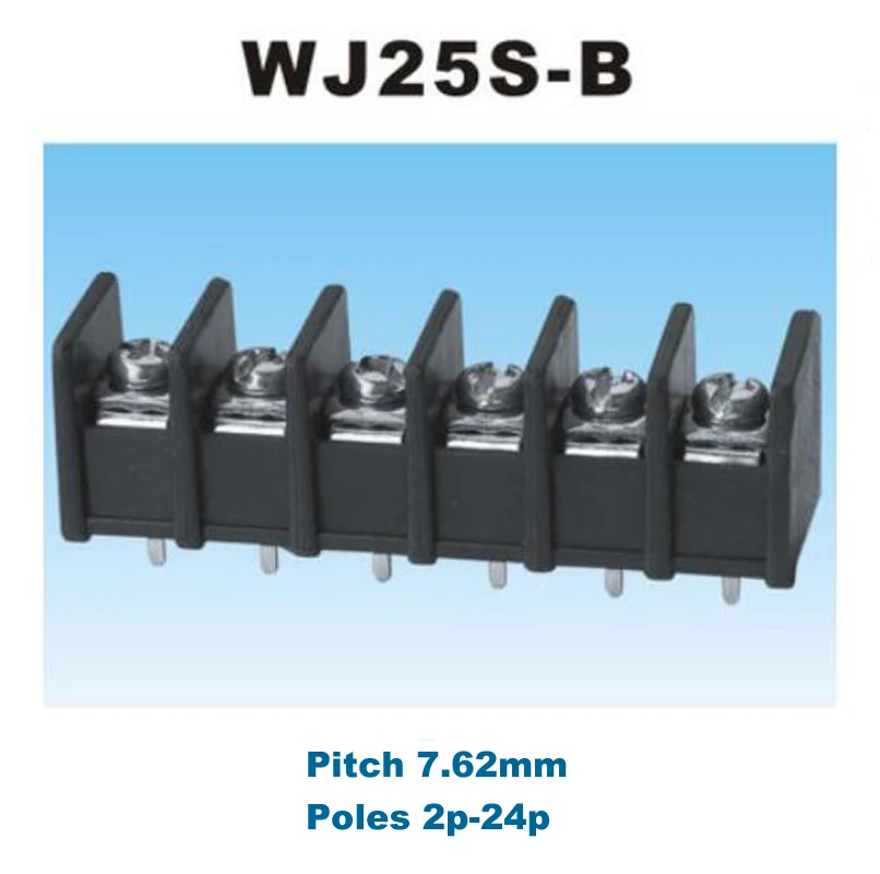 

5Pcs Pitch 7.62mm Barrier Screw PCB Terminal Block Straight Pin 2/3/4/5/6P Morsettiera Wire Connectors Bornier 300V 15A 14AWG