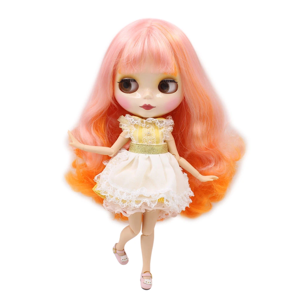 ICY DBS Blyth doll joint body pink mix orange hair with bangs white skin with big breast BJD ICY toy No.1010/2250