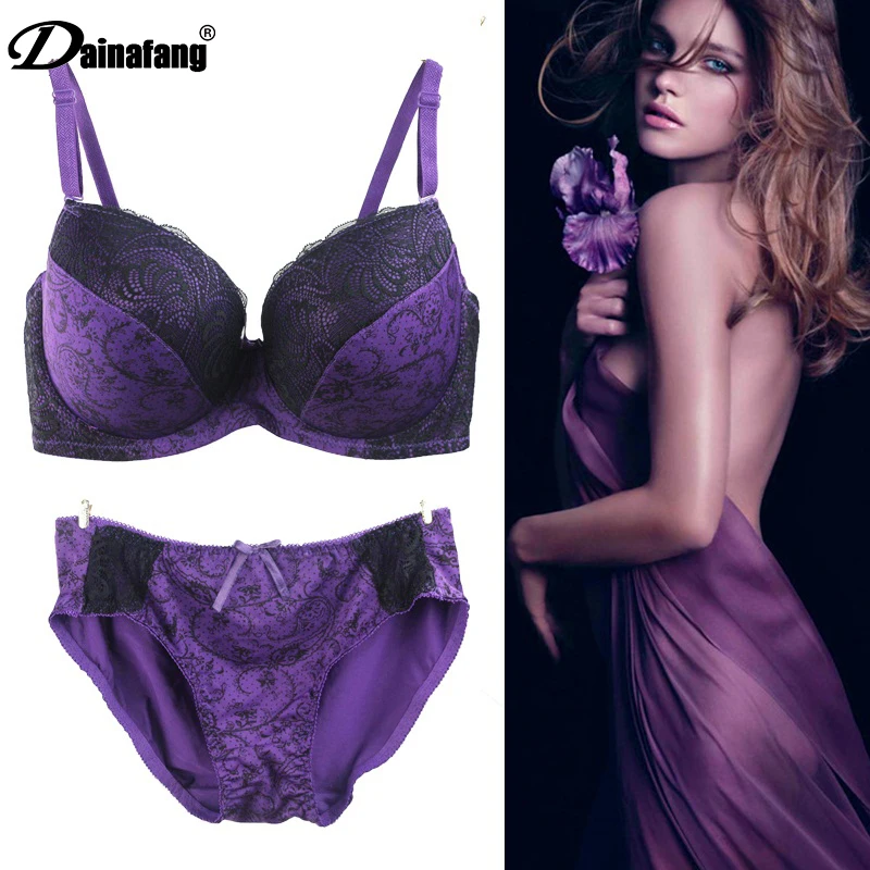DaiNaFang intymne bielizna damska koronka Printing biustonosze Push-Up zestawy Sexy Plus rozmiar bez szwu haft bielizna-majtki