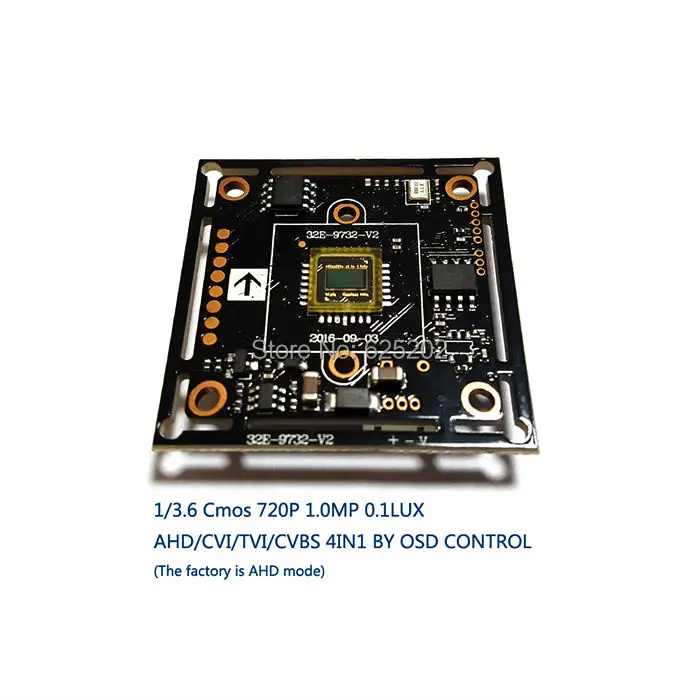

AHD/CVI/TVI/CVBS 4 in 1 1/3.6 CMOS Module 720P 1.0MP V20E+OV9732