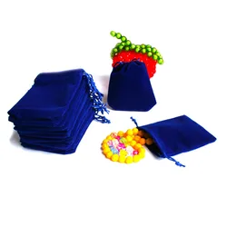 7x9cm 5pcs/bag Blue Velvet Drawstring Pouches Bags /Jewelry Necklace Beads Packaging Display,Christmas/Wedding Packing Gift Bag