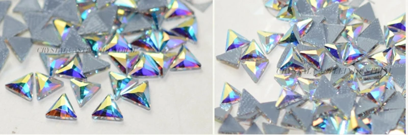 Crystal Castle Flatback Strass steine für Kleidung, 5A Best, Dreiecks form Hotfix Strass, AB Edelsteine Stein perlen, Kleber Glas Diamant – Detail 11