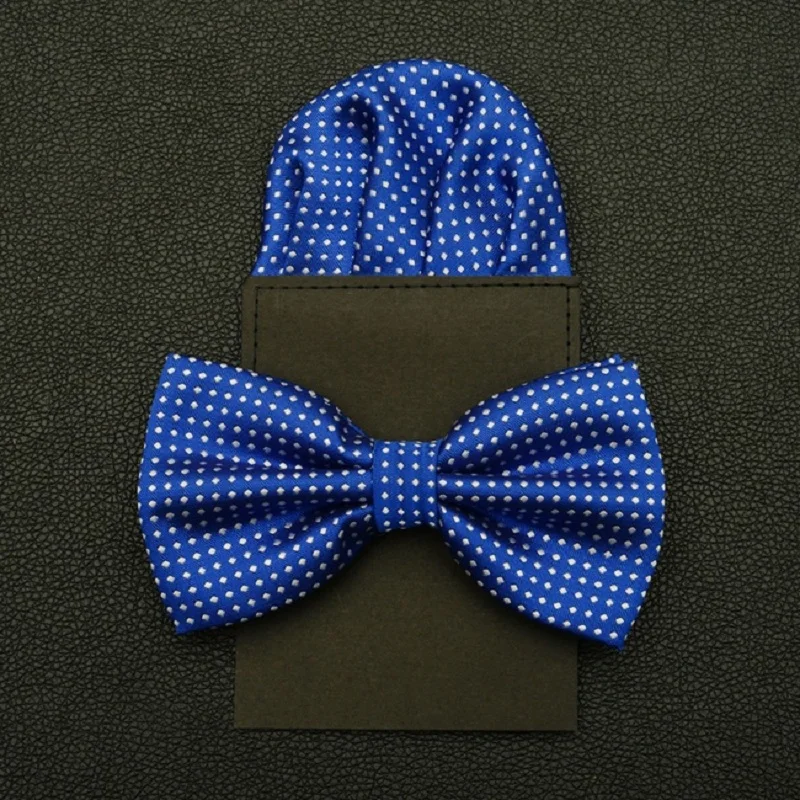 HOOYI 2019 Dot Bow Tie Set Paper towel Bowtie Pretied Pocket square for Men Wedding Business Necktie Handkerchief