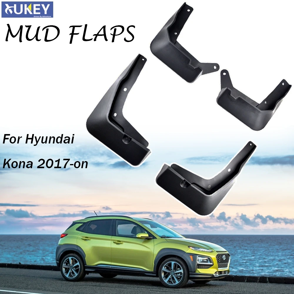 Set Car Mud Flaps For Hyundai Kona Kauai 2017 2018 - 2020  Mudflaps Splash Guards Mud Flap Mudguards Fender Front Rear Styling