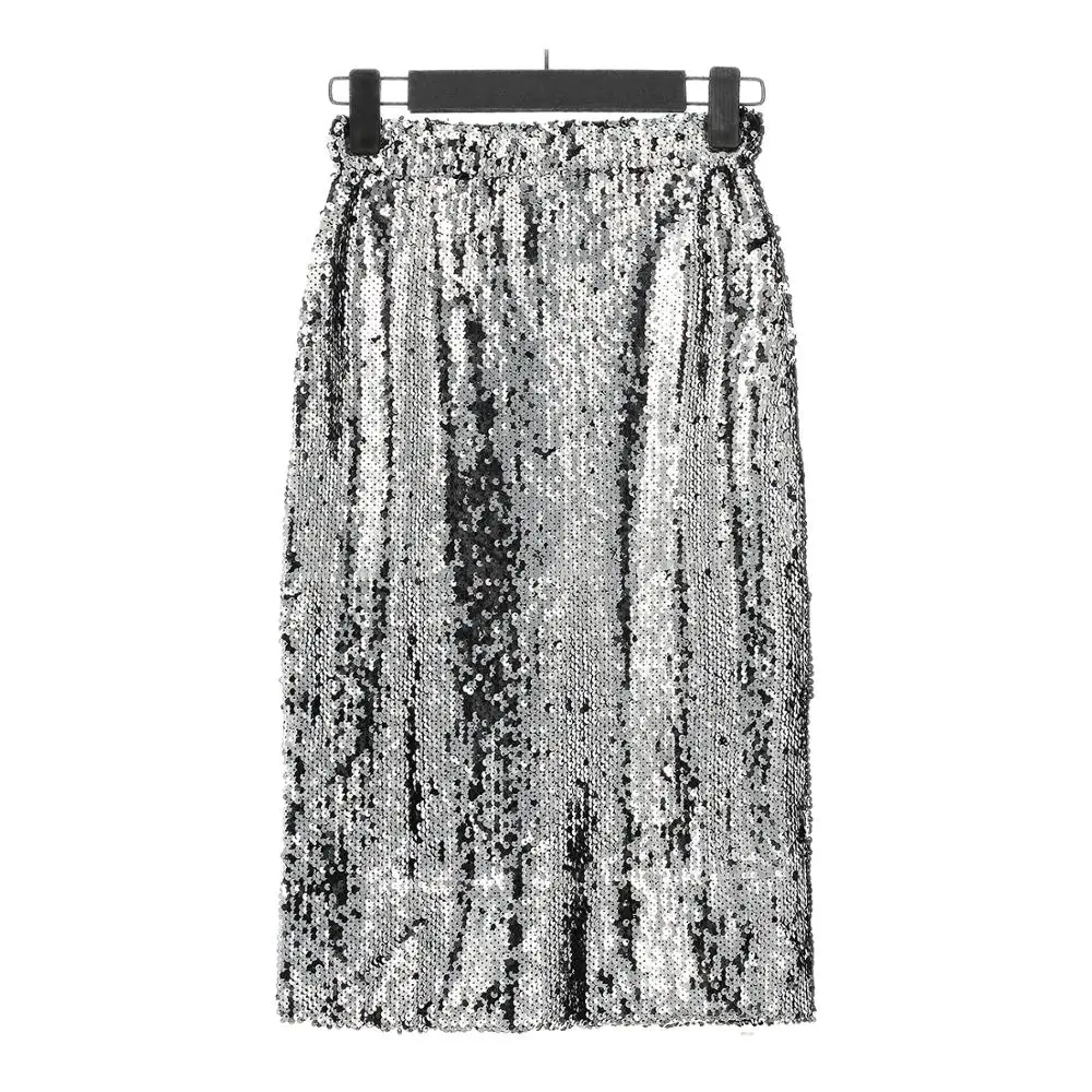 

Shiny Sexy Club Party Bodycon Midi Skirt Women Elastic Waist All Over Sequin Pencil Skirt Falda Mujer Saia Long Skirts Bottom