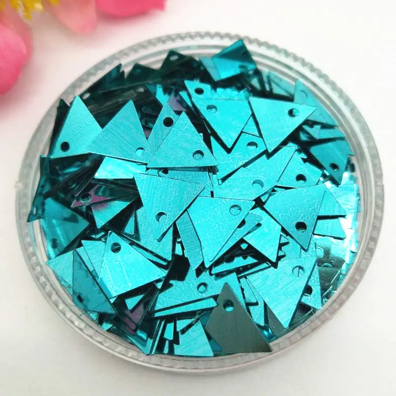 LNHOME 50g 9mm Triangular Shape Loose Flat Sequins For Crafts Small Sequins Sewing Spangle Accessories Acid Blue