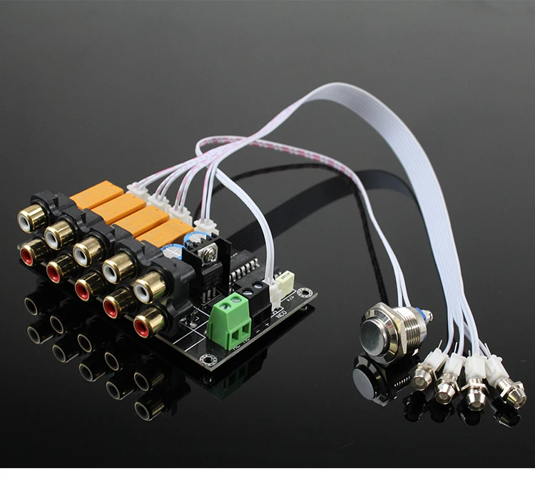 AC/DC 4 input 1 output Audio Input Signal Selector Relay Board Stereo Signal Switching Amplifier Board RCA For Speakers