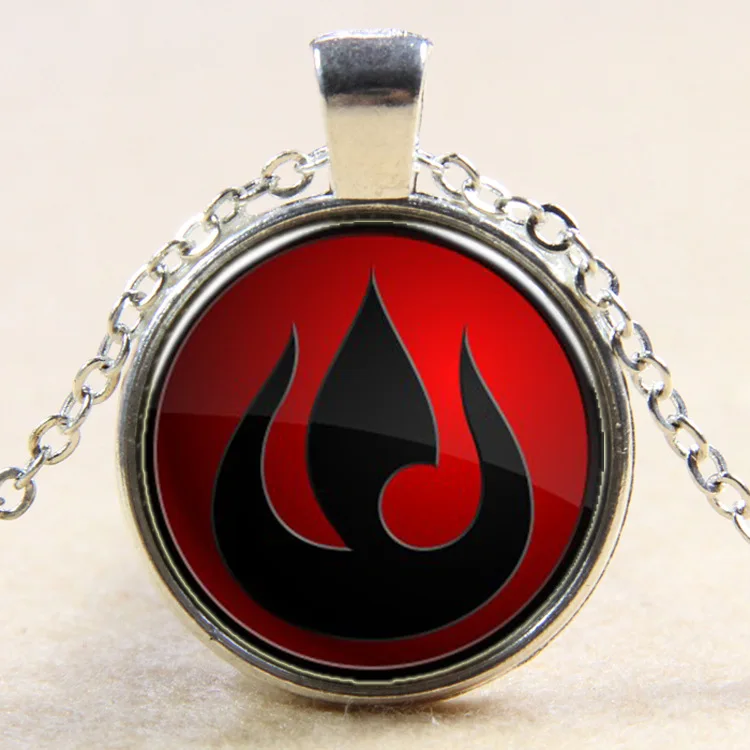 Avatar The Last Airbender Necklace Legend of Korra Fire Nation Glass Pendant Jewelry silver color Pendants for Men High Quality