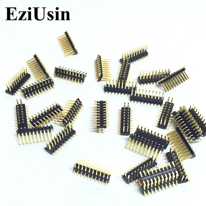 

EziUsin 100pcs SMD 1.27mm Pitch Pin Gold-plated Double-pin 2x10P 1.27mm Dual Row Pin Header SMT 2*10P Connector Pinheader