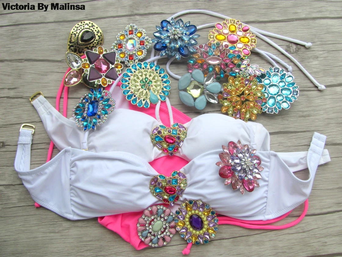 Women Flower Rhinestone Swimsuit Brooch Wedding Bridal Pin Jewelry bikinis brooches Gifts Vintage