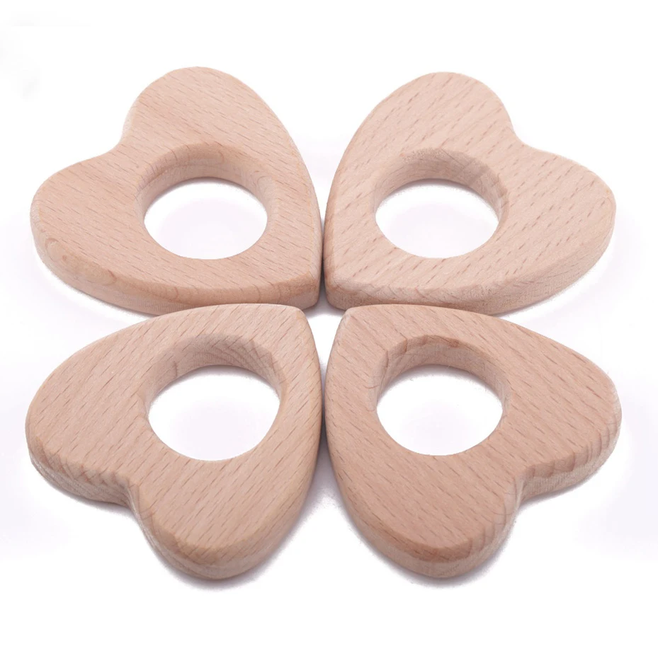 

Mamihome Baby Wooden Pendant 5pc BPA Free Wood Heart Diy Craft Necklace Bracelet Makeing Natural Beech Baby Teether Newborn Gift