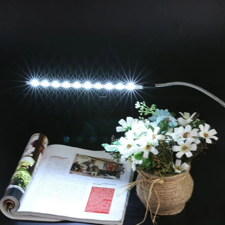 Mini USB table light 10 LEDS  USB Light Flexible Metal LED Table Lamp Super Bright Led Book study lamp