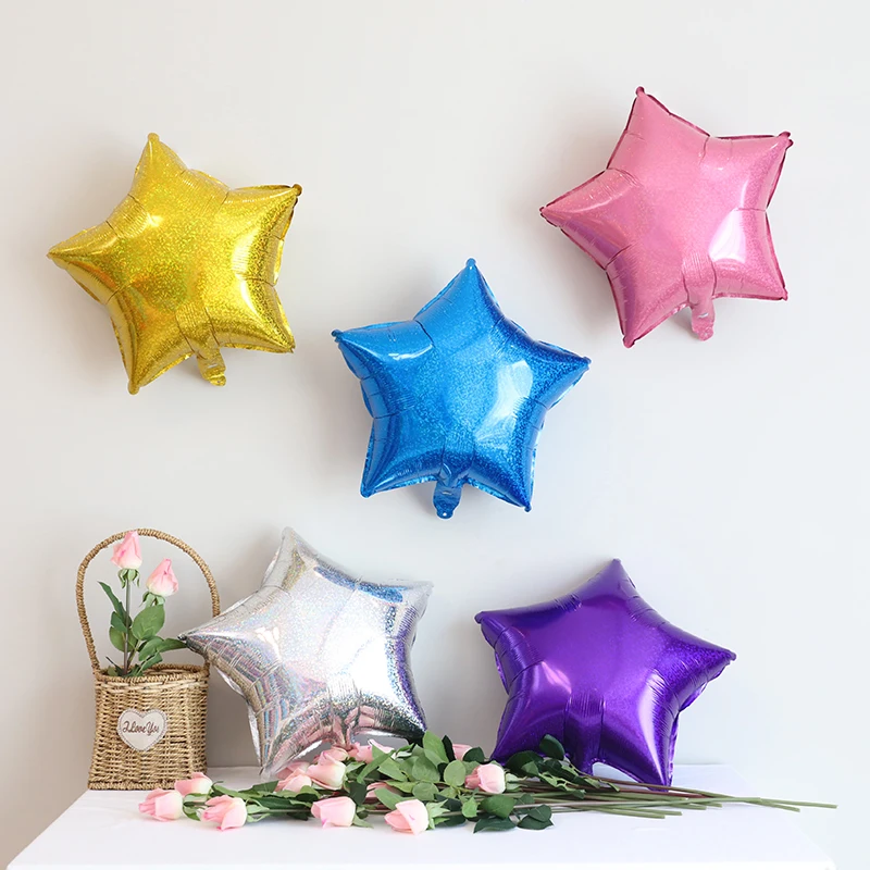 50pcs/lot 18inch laser Five-Point star Foil balloons Birthday Festival wedding bar decor Supplies baby toys 45 cm Gold Pentagram