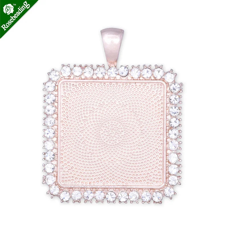 10pcs 20mm square zinc alloy Rhinestone Pendant,Rhinestone Claw Pendant Tray,Pendant Blank Bases