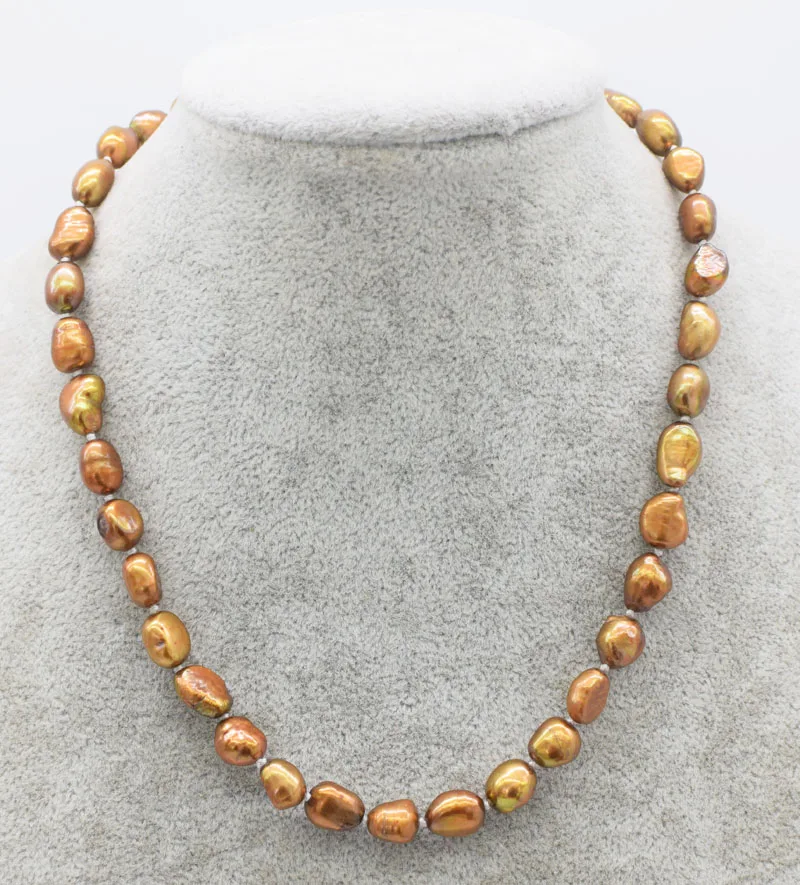 Freshwater Pearl brown baroque 6-10mm  wholesale necklace 16