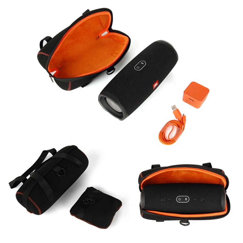 New Soft PU Speaker Bag Cover Case for JBL Charge 4 Charge4 Wireless Bluetooth Speaker Extra Space for Cable Chargers