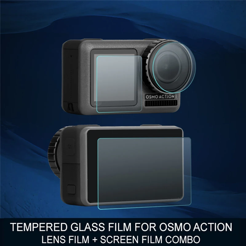 Película protetora de vidro temperado filme para dji osmo ação lente e tela