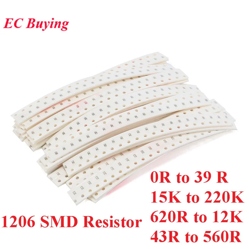 500/420pcs 1206 SMD Resistors Kit Assorted Kit 5% Sample Kit Sample Bag DIY Kit Electronic Component 25 Values*20pcs