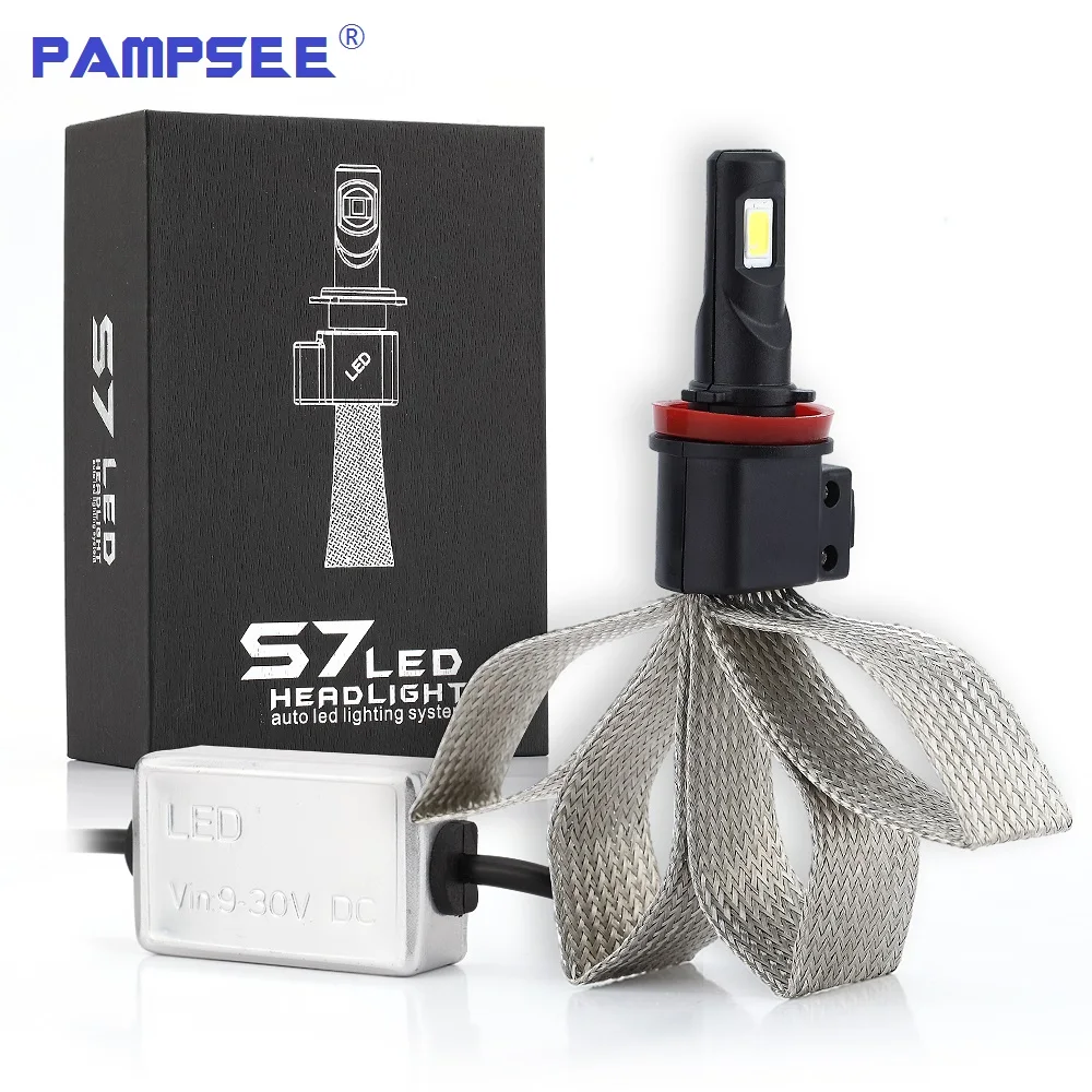 PAMPSEE S7 Car LED H1 H4 H7 Led Bulb H27 H3 HB3 HB4 H11 H13 9004 9007 LED Headlight Bulbs 72W 8000lm 6000K Auto Headlamp 12v 24V