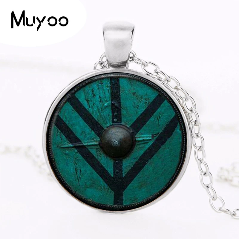 new arrived the Vikings necklace The shield of Lagertha pendant jewelry Cothic Glass Cabochon Necklace pendant amulet Gifts HZ1