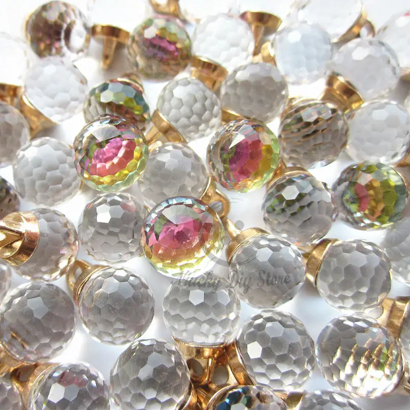 48pcs 10mm AB color glass diamond buttons metal foot shirt dress decorative ball crystal glass buttons wholesale