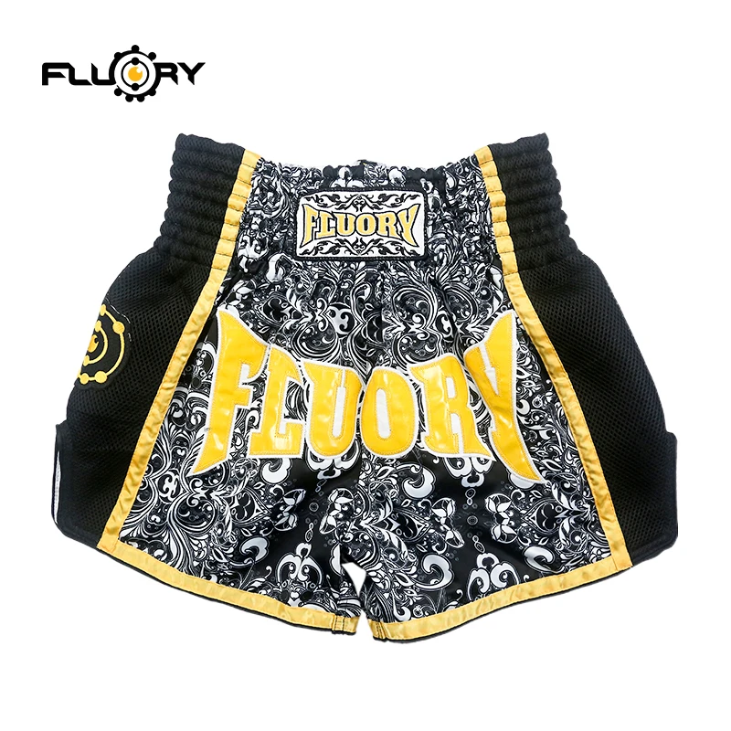 unisex printing flower muay thai shorts retro mma shorts kick boxing pants