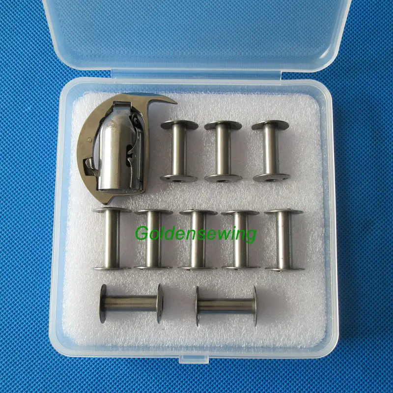 SHUTTLE HOOK  CLOSED FRAME & 10 Bobbins for SINGER 45K ADLER 104 NECCHI 630