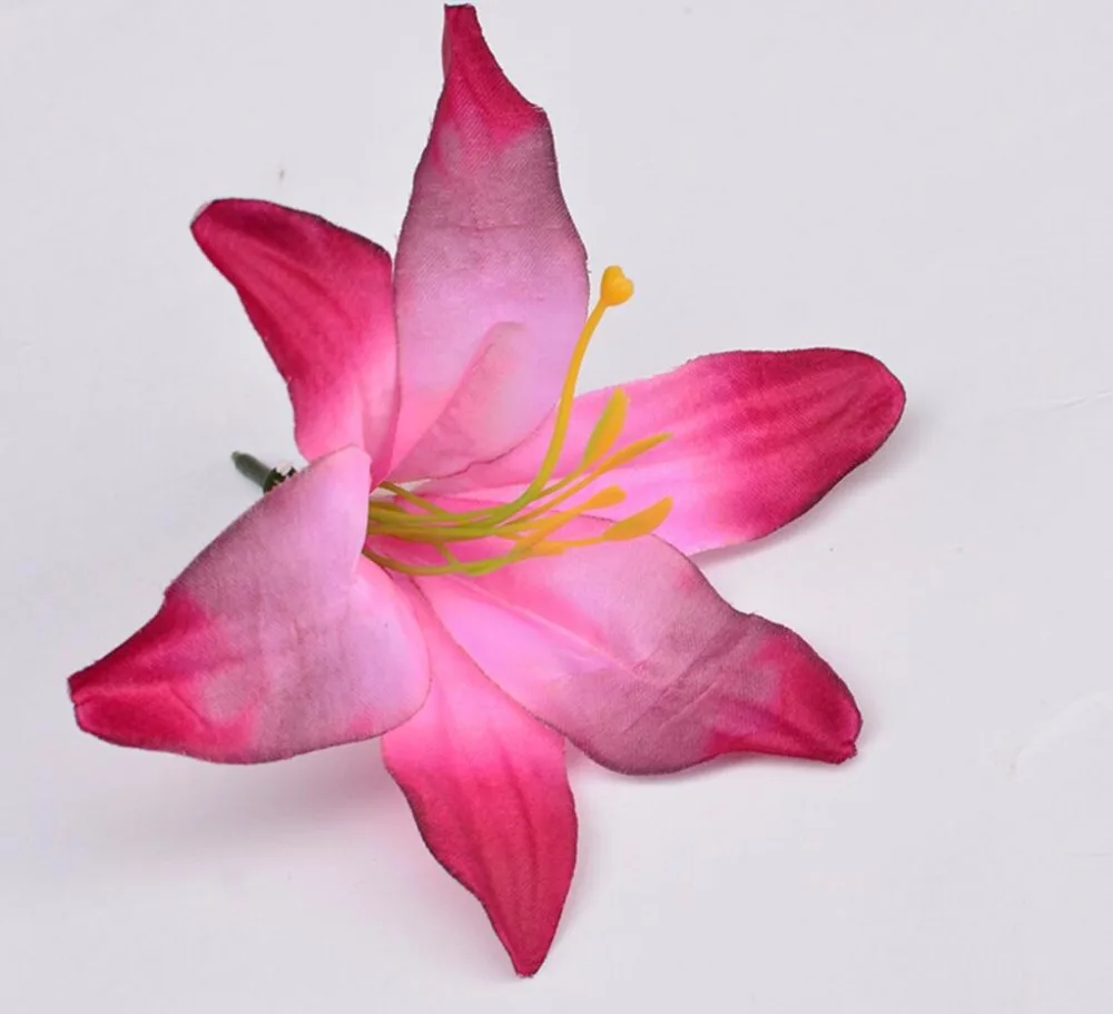 100pcs/Lot 14cm Silk Lily Flower Head With Stamen Pistil For Wedding Party Holidays Venue Archwar Ball-flower Bouquet Making