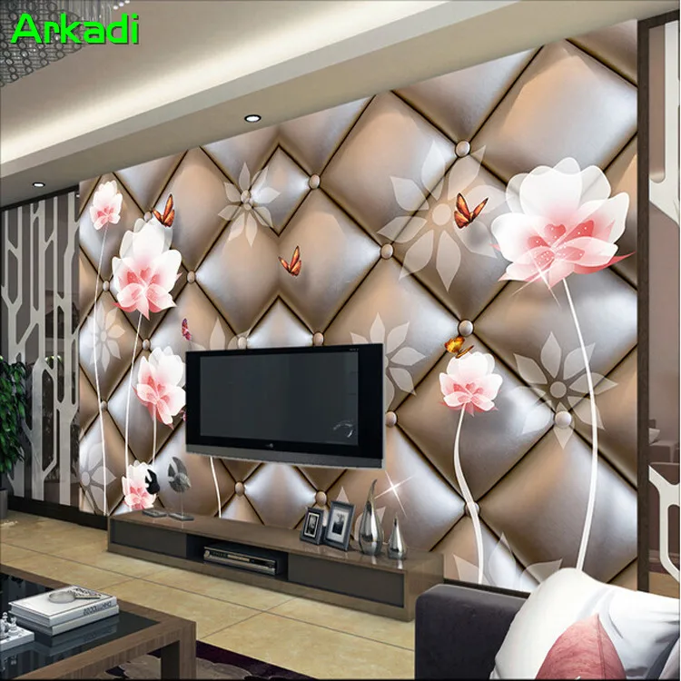 

High-grade three-dimensional silver soft bag pattern 3D TV background wall decorative painting European living room bedroom TV