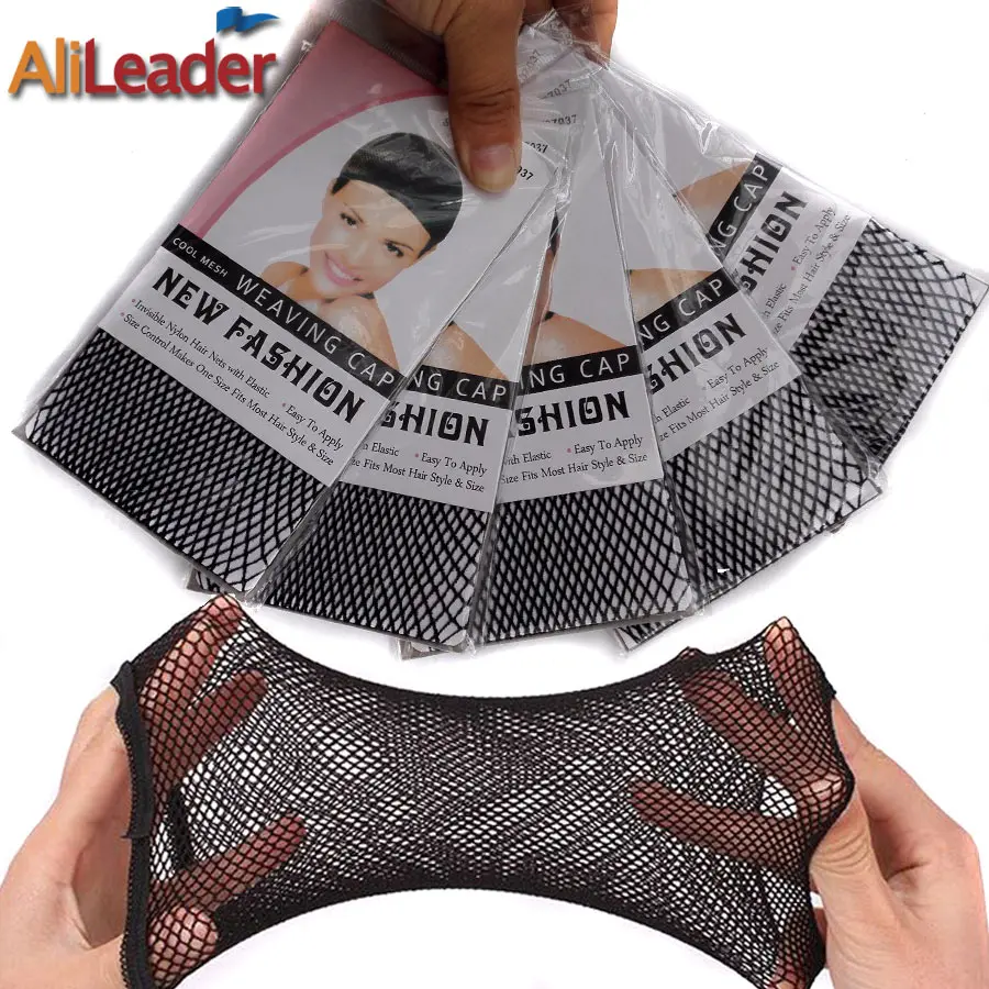 Well-Known Alileader Hairnets Good Quality Mesh Weaving Net Black Mesh Hair Net For Sleeping/Weaving Wig Cap Mesh Nylon Wig Cap